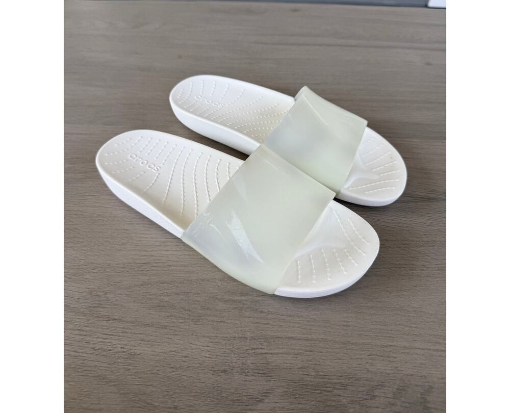 Crocs Splash Glossy Slide Sandals Womens Sz5 White